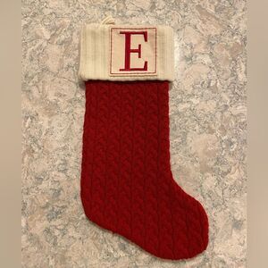 Kohl’s Red Cable Knit Christmas Stocking with Monogram E